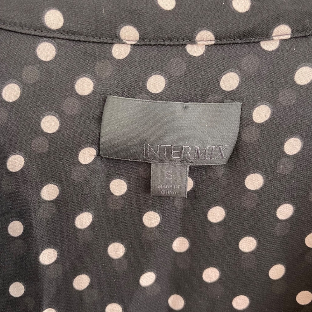 Intermix Black Polka Dot Silk Blend Dress Tie Waist Pockets Size S - Picture 6 of 10
